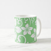 Tropische Plumeria Flowers Green N White Koffiemok (Voorkant rechts)