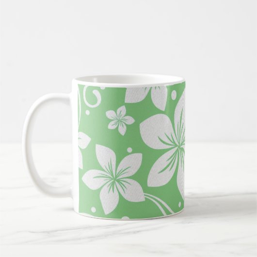 Tropische Plumeria Flowers Green N White Koffiemok (Links)