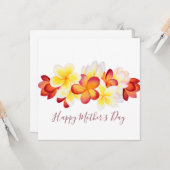 Tropische Plumeria Flowers Moederdag Kaart (Voorkant / Achterkant in situ)