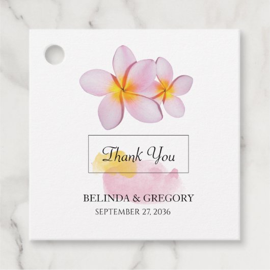 Tropische Plumeria Frangipani Wedding Gift Bedankjes Labels (Voorkant)