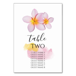 Tropische Plumeria Frangipani Wedding Guest Names Kaart