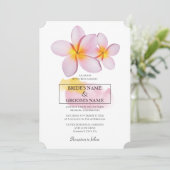 Tropische Plumeria Frangipani Wedding Invitations Kaart (Staand voorkant)