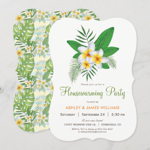 Tropische Plumeria Housewarming Party Uitnodiging