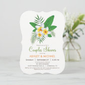 Tropische Plumeria Koppels Douche Uitnodiging (Staand voorkant)