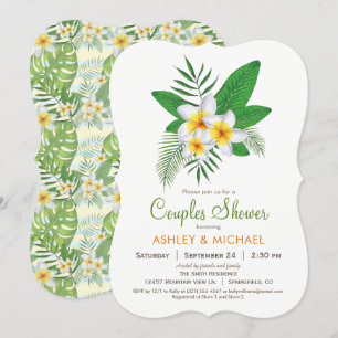Tropische Plumeria Koppels Douche Uitnodiging