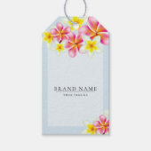 Tropische Plumeria Logo QR Code Hang Labels W/Stri Cadeaulabel (Voorkant)