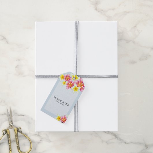 Tropische Plumeria Logo QR Code Hang Labels W/Stri Cadeaulabel (Met Touw)