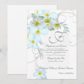 Tropische Plumeria Monogram Wedding Invitaties Kaart (Voorkant / Achterkant)