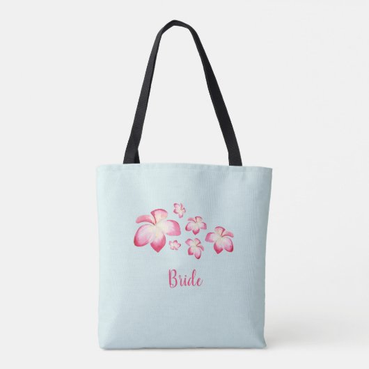 Tropische Plumeria roze Waterverf bruids Tote Bag (Achterkant)