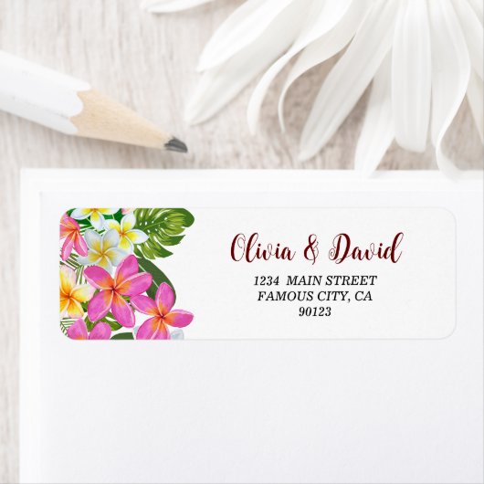 Tropische Plumeria Temple Tree-adreslabel Etiket (Insitu)