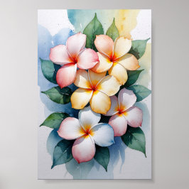 Tropische Plumeria Watercolor Harmonie Poster
