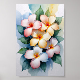 Tropische Plumeria Watercolor Harmonie Poster