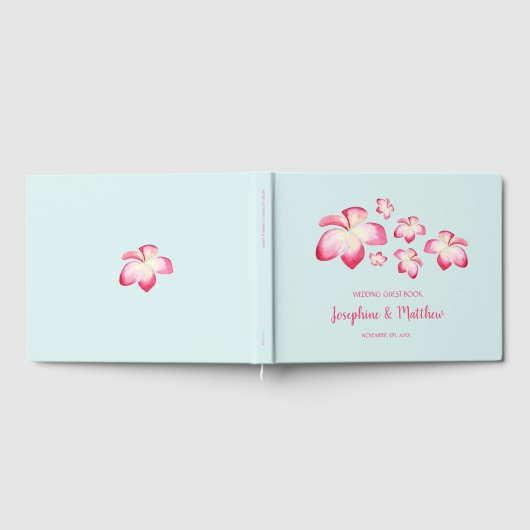 Tropische Plumeria Waterverf Bruiloft Gastenboek (Volledig)