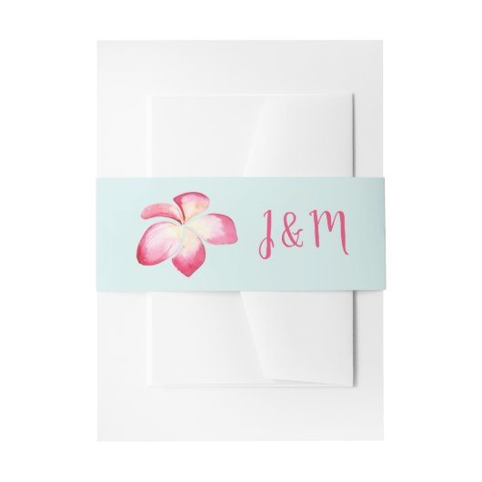 Tropische Plumeria Waterverf Bruiloft Uitnodigingen Wikkel (Voorkant Voorbeeld)