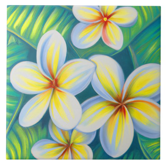 Tropische plumeriakunst tegeltje (Voorkant)