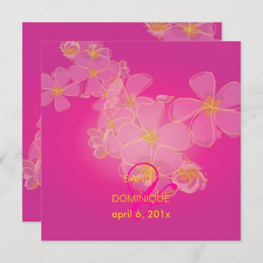 Tropische/plumerias/bestemmings bruiloft kaart (Voorkant / Achterkant)