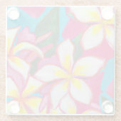 Tropische plumerias op roze onderzetters (Achterkant)