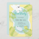 Tropische Polar Beer Pool Party Verjaardagsuitnodi Kaart (Voorkant / Achterkant)