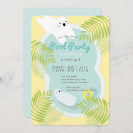 Tropische Polar Beer Pool Party Verjaardagsuitnodi Kaart