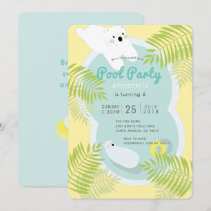 Tropische Polar Beer Pool Party Verjaardagsuitnodi Kaart