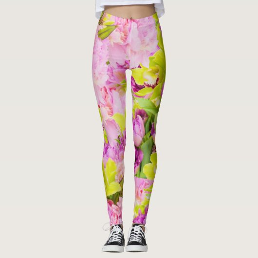 Tropische pony's en orchideeën leggings (Voorkant)