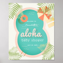 Tropische pool Aloha Baby shower Welkomstteken Poster