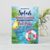 Tropische Pool Beach Ball, Verjaardag Pool Party Kaart (Staand voorkant)