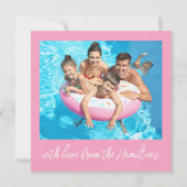 Tropische pool Flamingo Floatie Toile Kerstmis Notitiekaartje (Achterkant)