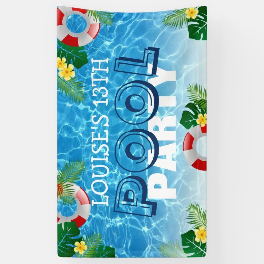 Tropische pool | Kinderen van Birthday Spandoek (Verticaal)