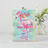 Tropische POOL PARTY Flamingo Pineapple Aloha Luau Kaart (Staand voorkant)