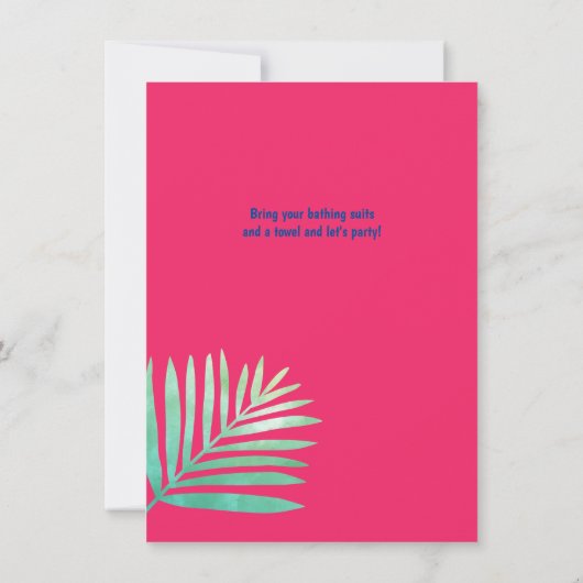 Tropische POOL PARTY Flamingo Pineapple Aloha Luau Kaart (Achterkant)