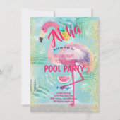 Tropische POOL PARTY Flamingo Pineapple Aloha Luau Kaart (Voorkant)