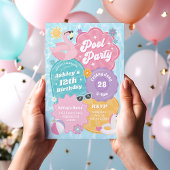 Tropische Pool Party Retro Zomerverjaardagsfeest Kaart