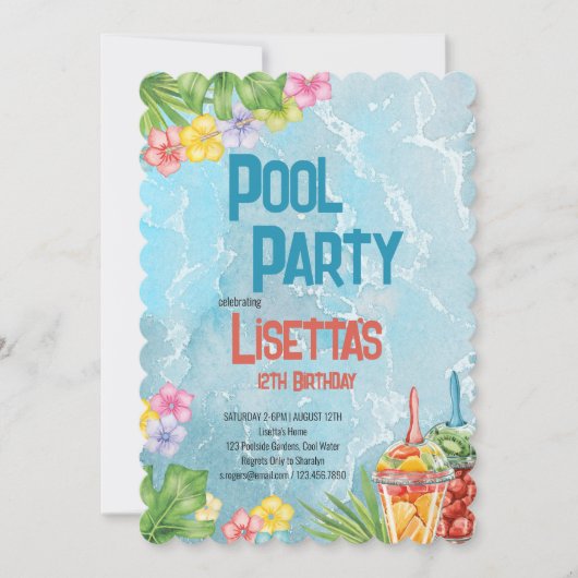 Tropische Pool Party Swimming Birthday Kaart (Voorkant)