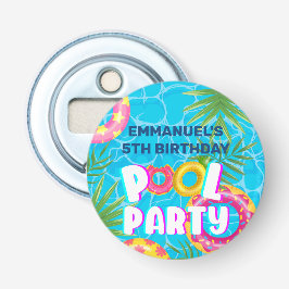 Tropische Pool Party Verjaardag Button Flesopener