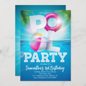 Tropische Pool Party Verjaardag Kaart (Voorkant / Achterkant)