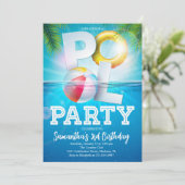 Tropische Pool Party Verjaardag Kaart (Staand voorkant)