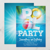 Tropische Pool Party Verjaardag Kaart (Voorkant / Achterkant)