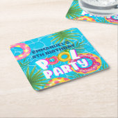 Tropische Pool Party Verjaardag Kartonnen Onderzetters (Schuin)