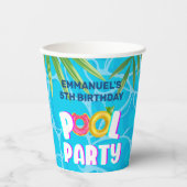 Tropische Pool Party Verjaardag Papieren Bekers (Voorkant)