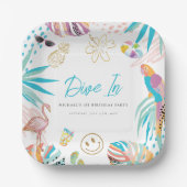 Tropische Pool Party Verjaardag Papieren Bordje (Voorkant)