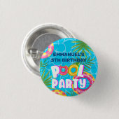 Tropische Pool Party Verjaardag Ronde Button 3,2 Cm (Voorkant /achterkant)