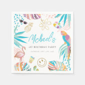 Tropische Pool Party Verjaardag Servet (Voorkant)