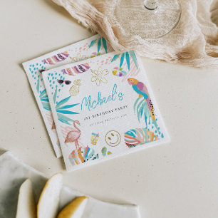 Tropische Pool Party Verjaardag Servet