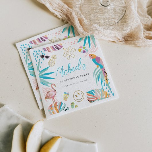 Tropische Pool Party Verjaardag Servet