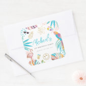 Tropische Pool Party Verjaardag Vierkante Sticker (Envelop)