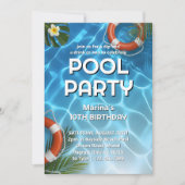 Tropische Pool Party Zomerverjaardag Kaart (Voorkant)