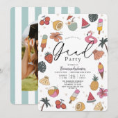 Tropische Pool Summer Items Foto Afstuderen Kaart (Voorkant / Achterkant)