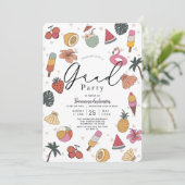 Tropische Pool Summer Items Foto Afstuderen Kaart (Staand voorkant)