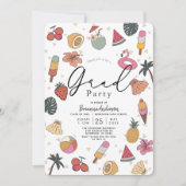 Tropische Pool Summer Items Foto Afstuderen Kaart (Voorkant)